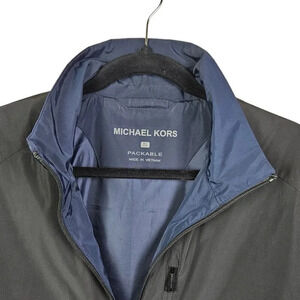 Michael Kors Mens Jacket Size Small Black Full Zip Packable Windbreaker